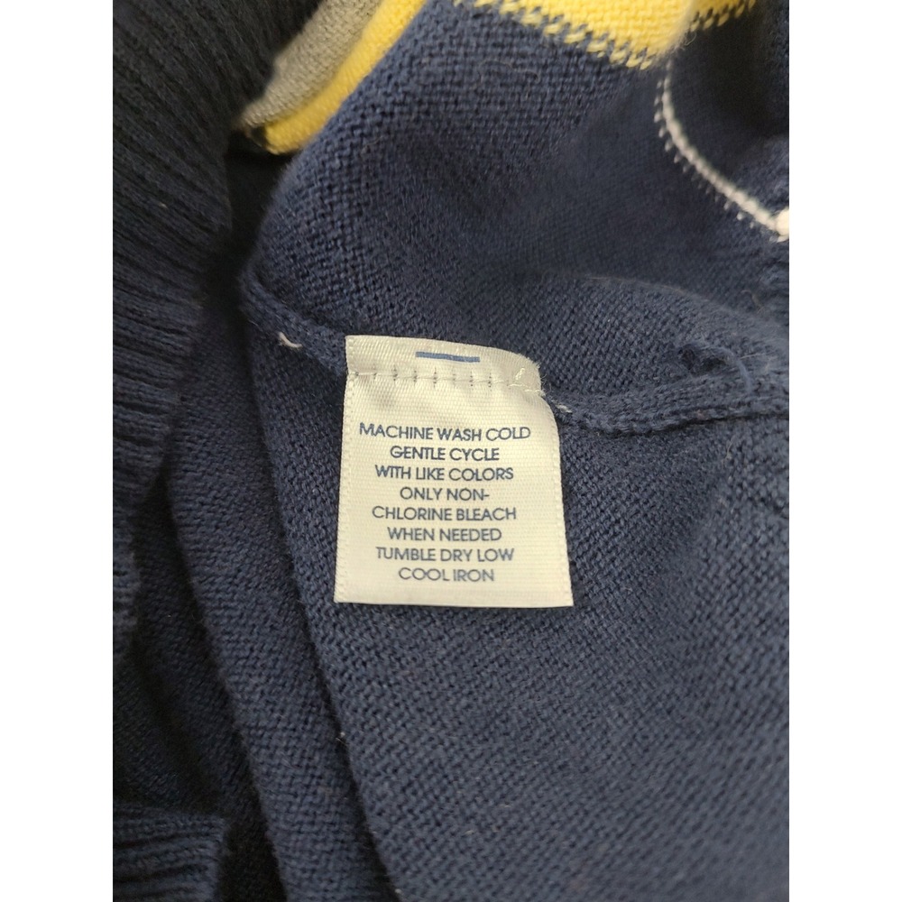 Club Room Mens Argyle Sweater Vest‎ Navy Blue Yellow Cotton V-Neck Large - Picture 6 of 7